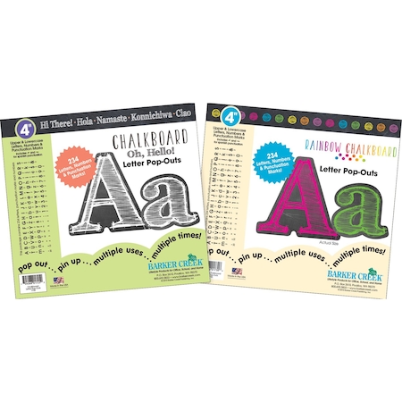 Barker Creek Chalkboard & Rainbow Chalk 4" Letter Pop-Outs Set, 468/Set 3508